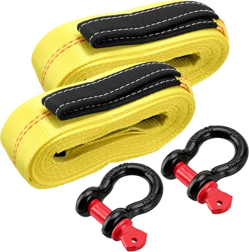 Vista 7 de Pindex Paquete de 2 eslingas de elevación de red de 2 pulgadas x 8 pies, 11000 libras, fuerza de rotura, 3500 libras, fuerzas de tracción, correas