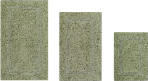 Vista 14 de Better Trends - Juego de 2 alfombras de baño 100% algodón, extra suaves, con borlas, de 17" x 24", alfombra de baño superabsorbente y reversible