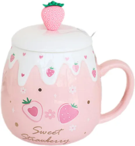 Vista 3 de Taza de globo de aire caliente con tapa, cuchara para niños, taza de leche de dibujos animados, taza 3D, taza de café de cerámica, taza de té
