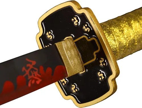 Vista 3 de Sword fort - Katana de acero al carbono de metal real, espada Katana de RengokuTanjiroInosuke de anime Demon Slayer, alrededor de 41 pulgadas
