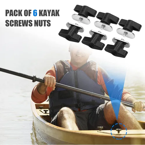 Vista 6 de Lixada 6 juegos de tornillos de kayak tuercas hardware para riel canoa kayak pista montaje sistema pesca barco accesorios