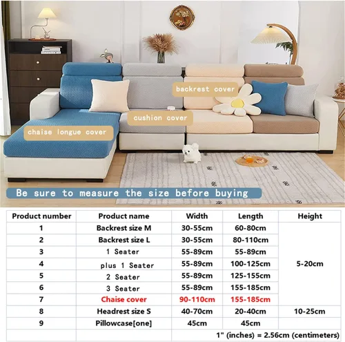 Vista 5 de Fundas de cojín para asiento de sofá, fundas elásticas para cojín para sofá, funda antideslizante de repuesto, protector grueso de muebles con Beige