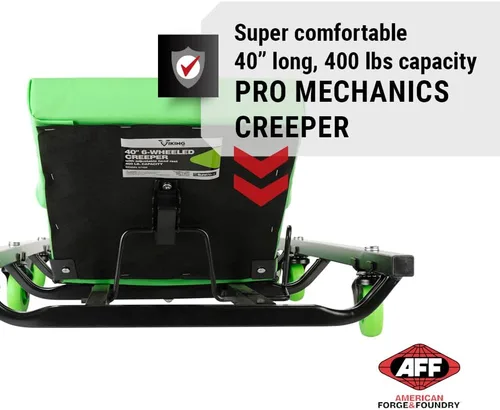 Vista 2 de AFF Viking Mechanic's Creeper - Diseño de perfil bajo totalmente acolchado con cabeza ajustable - Resistente