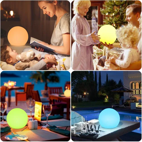 Vista 3 de Luz LED de bola brillante, 8 pulgadas RGB que cambia de color LED Orb luz nocturna lámpara de estado de ánimo para niños, 16 colores, 4 modos