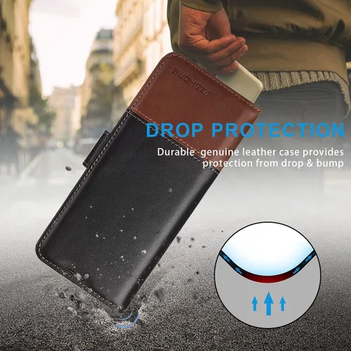 Vista 7 de KEZiHOME Funda de piel auténtica para Galaxy Z Fold 3 (bloqueo RFID) con ranura para tarjetas, funda para teléfono compatible con Galaxy Z Fold 3