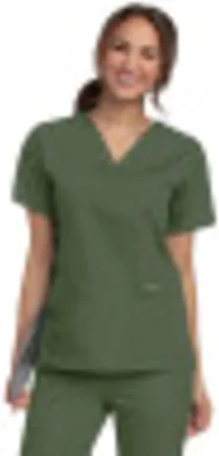 Vista 11 de Landau Essentials 8219 - Camiseta médica con cuello en V y 4 bolsillos para mujer Azul Ceil