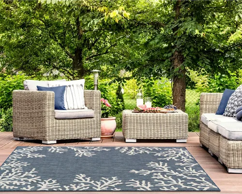 Vista 17 de Liora Manne Carmel - Alfombra decorativa de mezcla sintética para interiores y exteriores, de bajo perfil, contemporánea, decoración de peces Agua