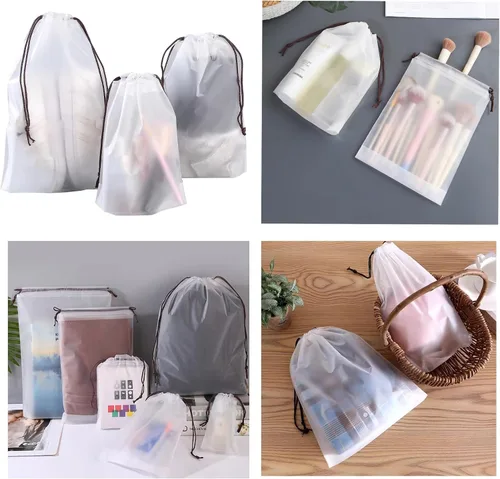 Vista 3 de 50 bolsas para el polvo para viajes, grandes organizadores de zapatos transparentes con cuerda para hombres y mujeres, 34 ES