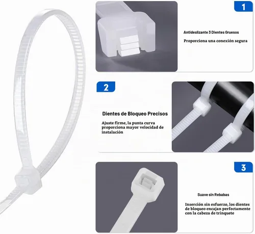 Vista 4 de Bridas para Cables, RAZCC 1200 piezas Bridas para Cables de 8 Pulgadas, Bridas de Alambre de Plástico Blanco Resistentes con Resistencia a