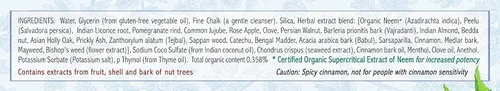 Vista 4 de Auromere Pasta dental ayurvédica de hierbas, canela, vegano, natural, sin OMG, sin fluoruro, sin gluten, con neem y peelu (3.57 onzas), 1 paquete