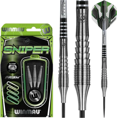 Vista 2 de Winmau Sniper - Juego de dardos profesionales – 90% tungsteno con vuelos y ejes – Barriles de agarre de precisión para adultos – Disponible en punta