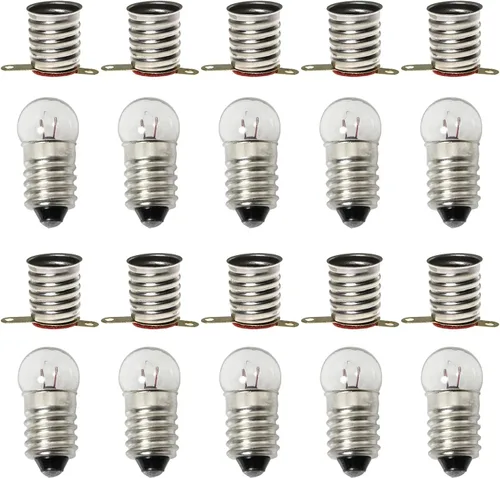 Vista 8 de Kit de mini bombillas E10 de 1.5 V/0.3 A con base de tornillo en miniatura y 10 bombillas E10 doradas, soportes de base para circuito