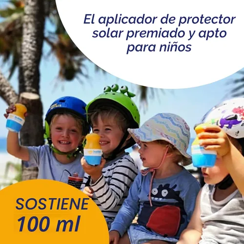 Vista 2 de Solar Buddies Aplicador de protector solar – Paquete azul de 2 – Protector solar de esponja roll-on recargable sin BPA, crema solar y aplicador