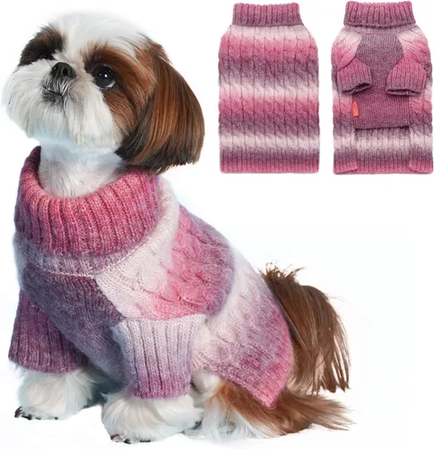 Vista 10 de KYEESE Suéteres para perros pequeños, suéter para mascotas con bloques de color macho, suéter para mascotas con hilo mullido, suéter de punto