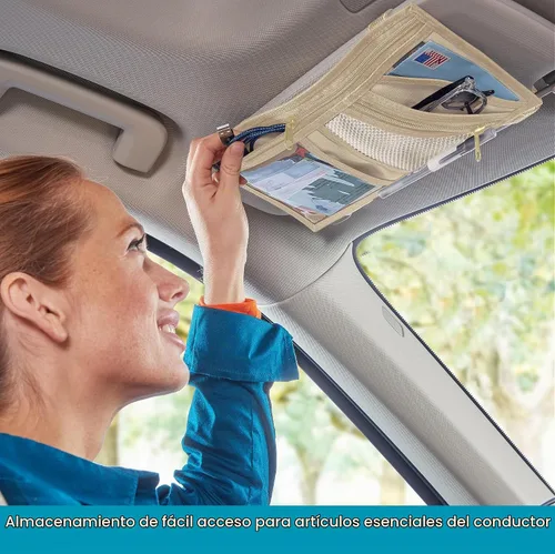 Vista 2 de High Road Organizador de visera de coche y soporte para documentos para Beige Bronceado