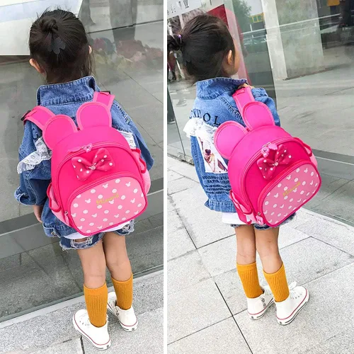 Vista 5 de Voikukka Mochilas pequeñas para niñas pequeñas, mochila de viaje, linda mochila para libros para niños pequeños, mochila preescolar, Rosado, Mochila