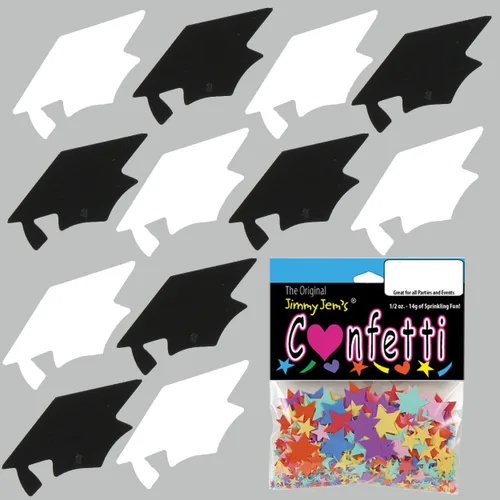 Vista 19 de Confetti Grad Cap Negro, Azul Marino Combo - 2 bolsas de media onza (1 oz)