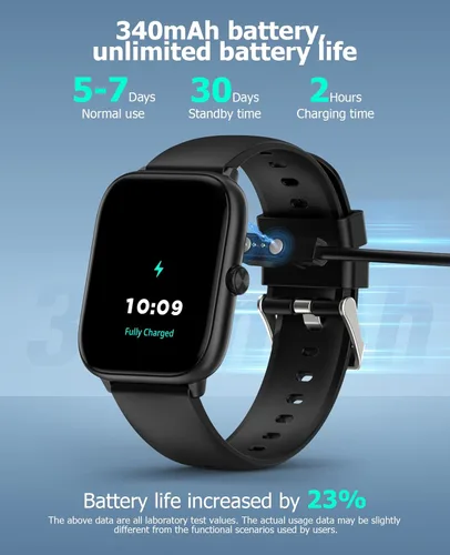 Vista 7 de Black Smart Watch for Men Women, Bluetooth Call, 2.06" HD AMOLED Fitness Tracker, 118 Sports Modes, Blood Pressure/Heart Rate/SpO2/Sleep Monitor