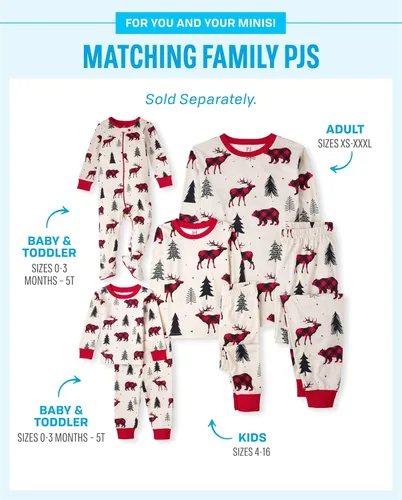 Vista 4 de The Children's Place - Conjunto de pijama de Navidad a juego para la familia, ajuste cómodo, 100% algodón, adulto, niño grande, niño pequeño, bebé