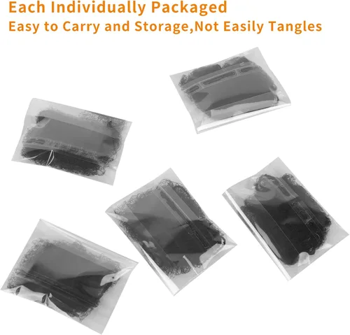 Vista 6 de WeKen Red de pelo invisible con borde elástico para mujeres, servicio de alimentos, ballet, moño, dormir, embalaje individual, 20 pulgadas Negro