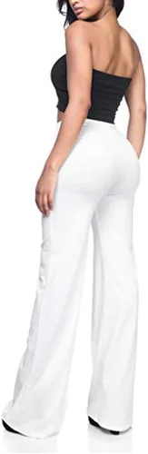 Vista 3 de Pantalones acampanados de yoga para mujer, pantalones elásticos de teñido anudado, cintura alta, talla grande, pantalones palazzo largos y anchos