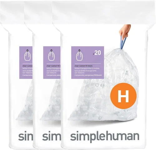 Vista 55 de simplehuman Forro para bote de basura de ajuste personalizado, 45 litros/12 galones, 20 unidades (paquete de 2)
