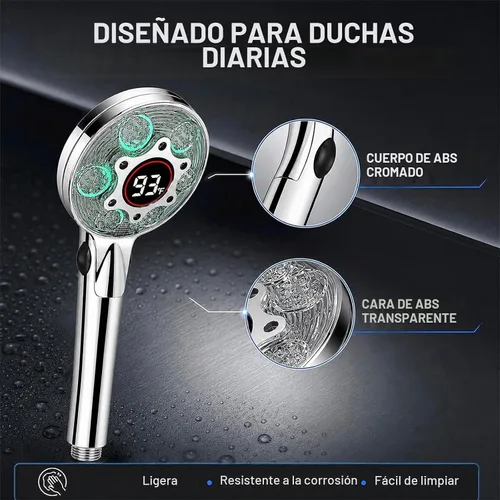 Vista 6 de Cabezal de ducha LED con mano, cambio