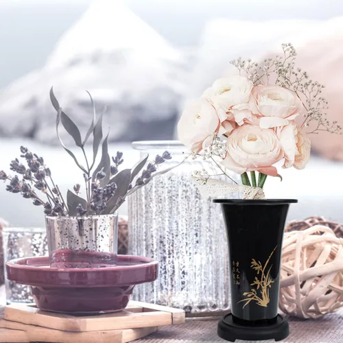 Vista 5 de BETOOKY Black Plastic Orchid Pots, 2 Sets with Tray and Drainage Holes