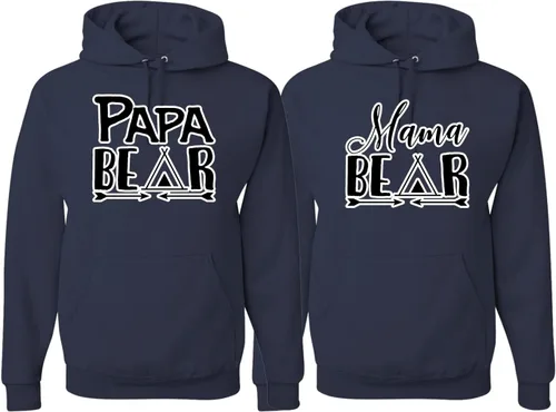 Vista 7 de Papa Mama Bear - Conjunto de suéter con capucha para parejas a juego para él y para ella