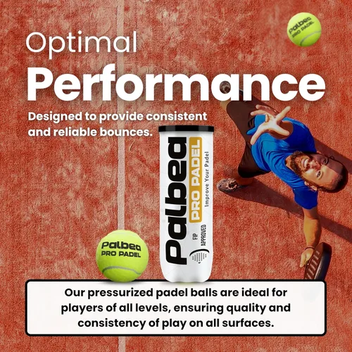 Vista 5 de Palbea PRO Padel Balls. 6/12/24 Tubes of 3 Padel Tennis Balls FIP Approved. Paddle Balls Made of HV Felt for Training and Tournament. Suitable for