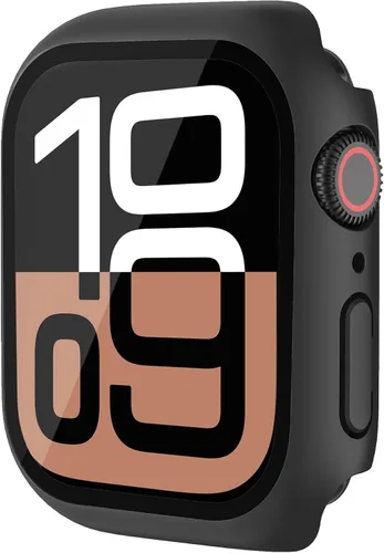 Vista 13 de Estuche duro mate para Apple Watch Series 7 8 9 41mm, protector de pantalla de vidrio templado, estuche con cobertura completa, amortiguador a