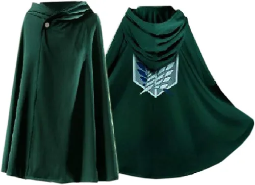 Vista 2 de Aoibox 2 capas de anime capa de disfraz de anime para cosplay con collar color verde