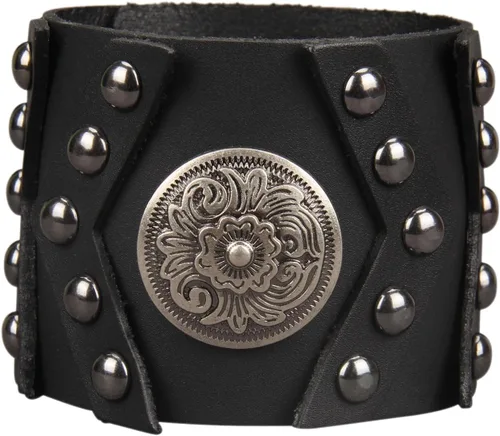 Vista 23 de Jeilwiy Pulseras de cuero punk para hombres, pulseras hechas a mano, brazalete ancho, joyería trenzada, color negro y marrón, ajustable, regalos