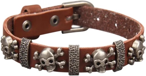 Vista 30 de Jeilwiy Pulseras de cuero punk para hombres, pulseras hechas a mano, brazalete ancho, joyería trenzada, color negro y marrón, ajustable, regalos