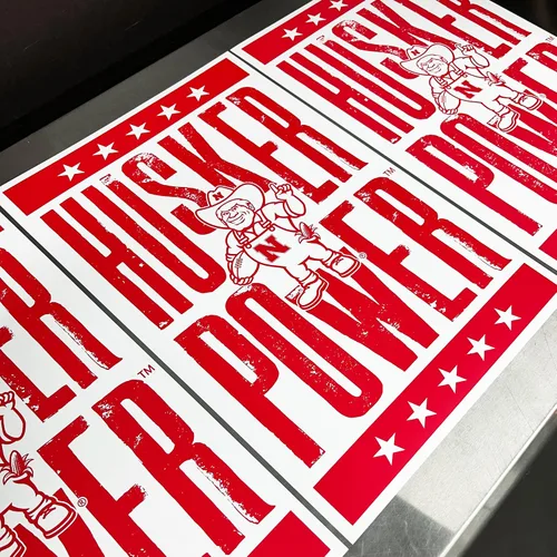 Vista 3 de Nebraska Cornhuskers Gift - Husker Power Letterpess Poster - Officially Licensed Art Print - 13x19" - Husker Gift (Add Black Frame)