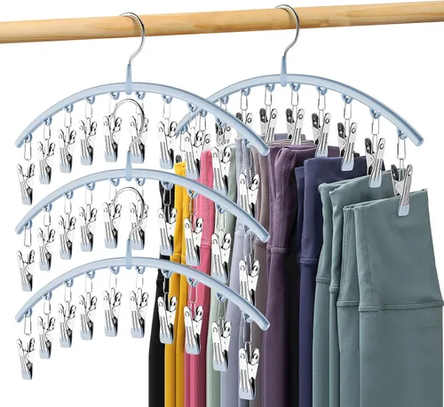 Vista 22 de Organizador de leggings para armario, perchas de metal para pantalones de yoga, 1 paquete con 10 clips con capacidad para 10 leggings, organizador