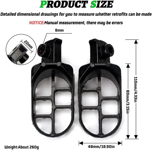 Vista 2 de XINGWU Reposapiés negro para motocross, pedales de aluminio para XR50R PW50 CRF70 TW200 KLX110 CRF50 50cc 70cc 90cc 110cc 125cc TaoTao pieza