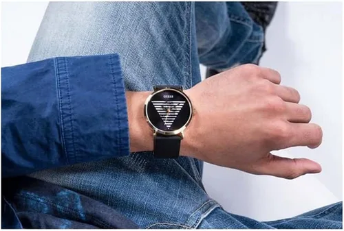 Vista 7 de GUESS US Mens Black and Gold-Tone Analog Watch