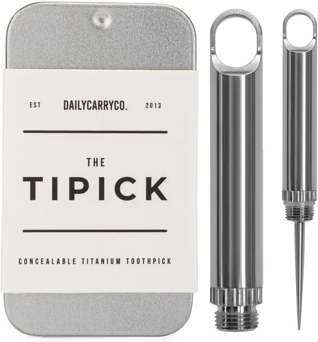 Vista 11 de DAILYCARRYCO. Soporte para palillos de dientes de titanio TiPick - Portátil de metal para viajes - Palillo mondadientes reutilizable EDC micro