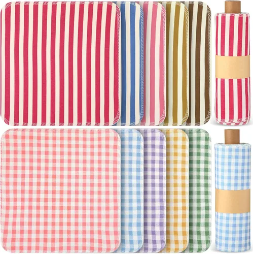 Vista 28 de Redbaker 50 piezas de toallas de papel reutilizables, paños de algodón reutilizables sin papel, toallas de papel absorbentes lavables