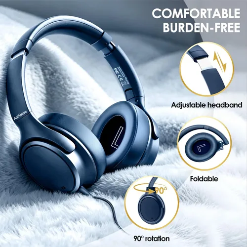 Vista 4 de Auriculares con cable USB C sobre la oreja con micrófono HD Auriculares Azul