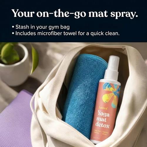 Vista 5 de Limpiador de colchoneta para yoga 100% natural y orgánico, SEGURO PARA TODAS LAS COLCHONETAS, no deja residuos pegajosos o viscosos, limpia