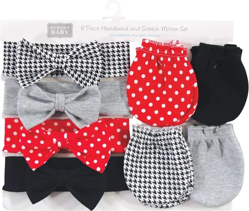 Vista 22 de Hudson Baby Conjunto de diadema de algodón y manoplas para rascar para bebé
