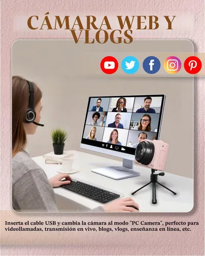 Vista 7 de Cámara digital 4K para principiantes y adolescentes, cámara compacta de vlogging con pantalla abatible de 180°, enfoque automático, fácil de usar