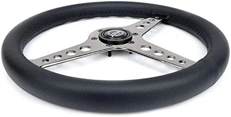 Vista 4 de NRG Innovations NRG-ST-034BC-PR - Volante ligero para juegos: Driftz- Fabricado con cuero perforado, compuestos ligeros y radios cromados negros