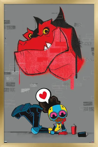 Vista 15 de Trends International Marvel's Moon Girl & Devil Dinosaur - Póster de pared, 22.4 pulgadas de largo x 14.7 pulgadas, versión enmarcada de madera