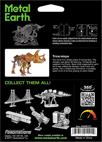 Vista 6 de Metal Earth Triceratops Skeleton 3D Metal Modelo Kit Fascinaciones