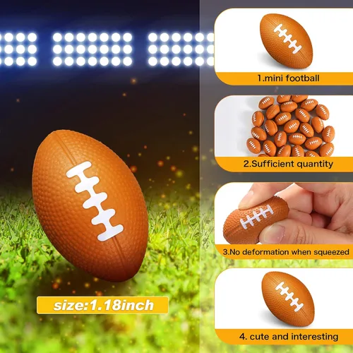Vista 4 de Civaner Paquete de 100 mini pelotas deportivas de fútbol americano para el estrés, pelotas pequeñas de fútbol para rugbys deportivos, bolas pequeñas