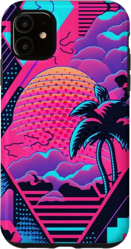 Vista 8 de iPhone 16 Retro Vaporwave Vibes - Funda para amantes de la nostalgia de la música de los años 90