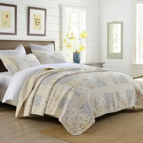 Vista 2 de SahSahCasa Juego de colcha cubrecama edredón de 120"x102" 100% algodón de gran tamaño Queen, colcha acolchada Queen extra grande, cubrecama XL